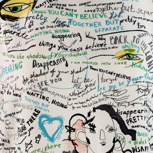 MAISON MARGIELA Size 2 White Multi Color Silk Graffiti Midi Box Dress - Picture 2 of 8